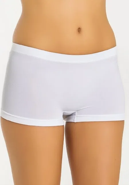 Yüksek Bel Uzun Paça Kadın Boxer Külot Miss Fit 1202 - Beyaz