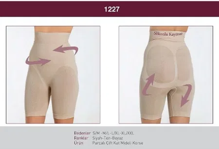 Kademeli Kompresyonlu Mideli Kaymaz Korse Miss Fit 1227 - Ten
