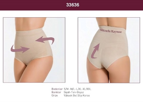 Kaymaz Silikonlu Yüksek Bel Slip Korse Miss Fit 33636 - Ten