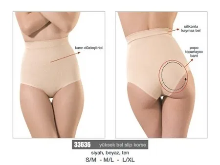 Kaymaz Silikonlu Yüksek Bel Slip Korse Miss Fit 33636 - Ten