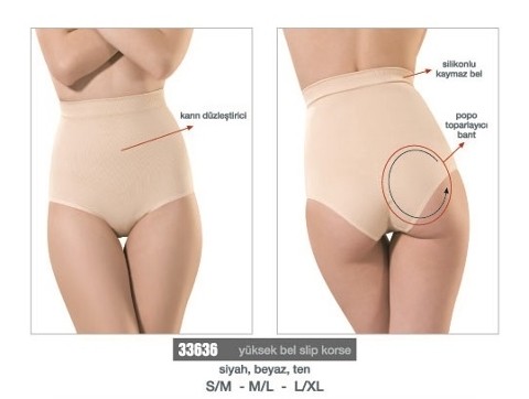 Kaymaz Silikonlu Yüksek Bel Slip Korse Miss Fit 33636 - Ten