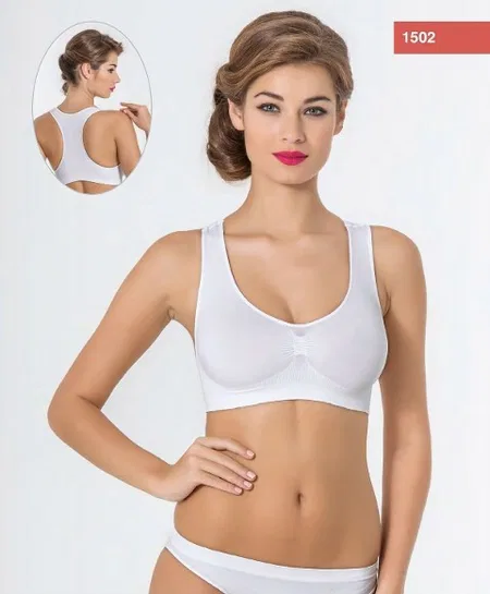 Dikişsiz Hafif Kompresyon Sporcu Büstiyer Miss Fit 1502 - Beyaz