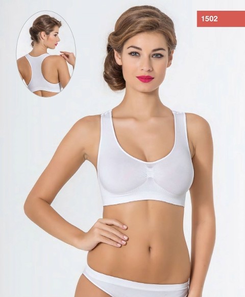 Dikişsiz Hafif Kompresyon Sporcu Büstiyer Miss Fit 1502 - Beyaz