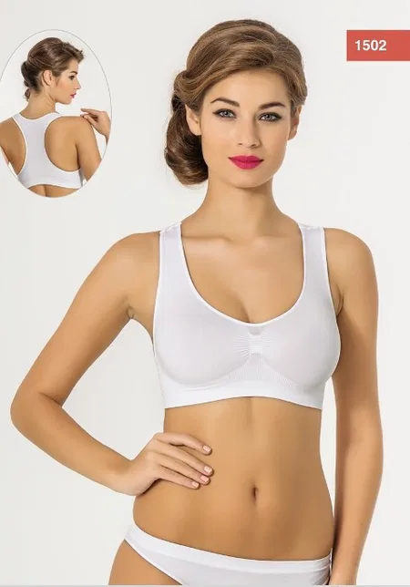 Dikişsiz Hafif Kompresyon Sporcu Büstiyer Miss Fit 1502 - Beyaz