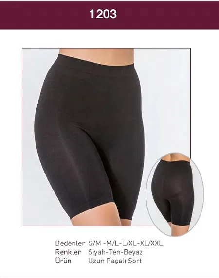 Uzun Paçalı Şort Korse Bel Desteği Miss Fit 1203 - Siyah
