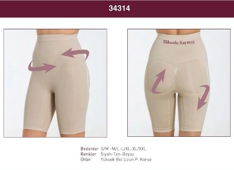 Yüksek Bel Kaymaz Korse Miss Fit 34314 - Ten