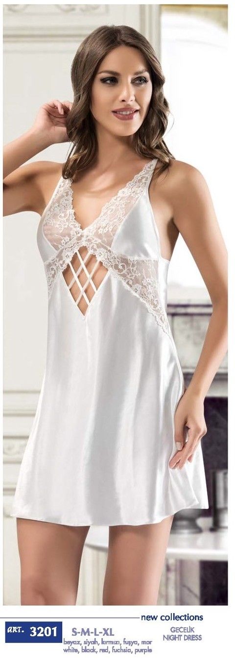 NBB Beyaz Renkli Nefes Alan Kadın Gecelik NBB 3201