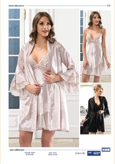 NBB Modal Dantel Detaylı Kadın Gecelik Takım NBB 3227 - Görsel 2