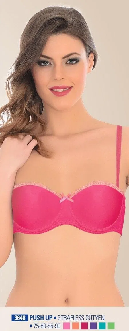 Dantel Detaylı Push Up Straplez Sütyen NBB 3648 - Oranj