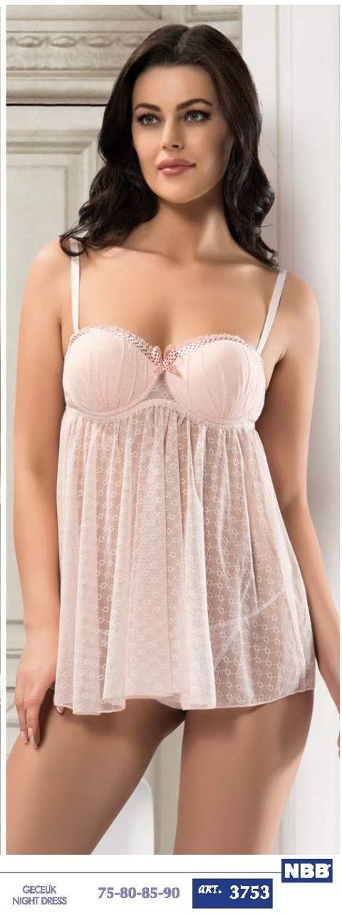 NBB Dikişsiz Yumuşak Pamuklu Gecelik NBB 3753 - Görsel 3