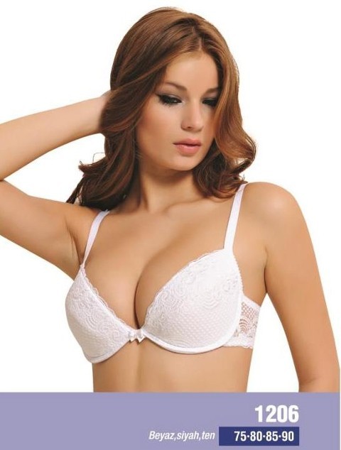 Dantel Detaylı Destekli Yarım Kap Sütyen NBB 1206 - Beyaz