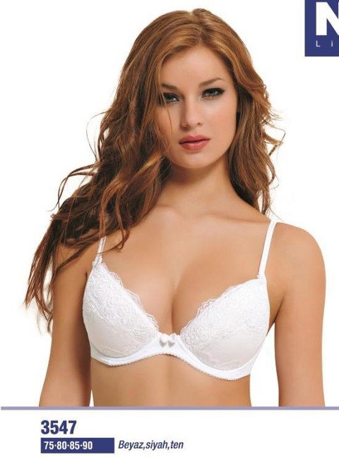 Dantelli Süngerli Sütyen Şeffaf Tam Kap NBB 3547 - 2