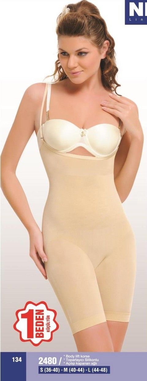 Dikişsiz Yüksek Bel Toparlayıcı Body Korse NBB 2480 - Ten