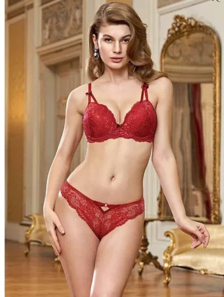 Destekli Sütyen Bikini Külot Takım Lacivert Nurteks 4430 - Bordo