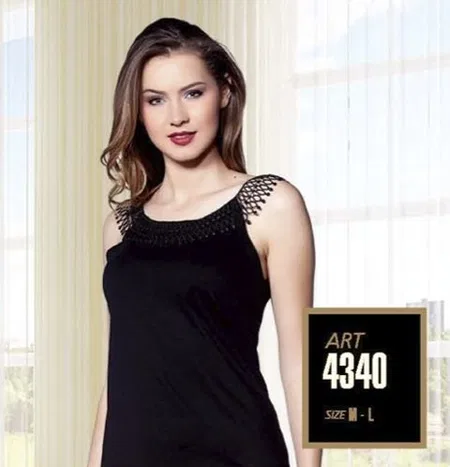 Pamuklu Nefes Alan Askılı Kadın Atlet Lady 4340 - Siyah