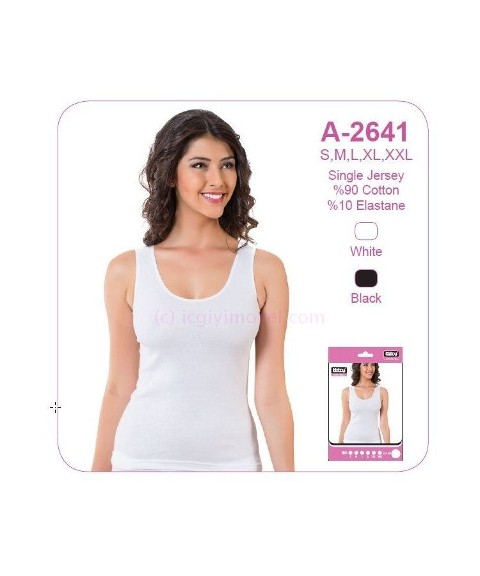 Yüksek Pamuklu Geniş Askılı Atlet Öztaş 2641 - Beyaz