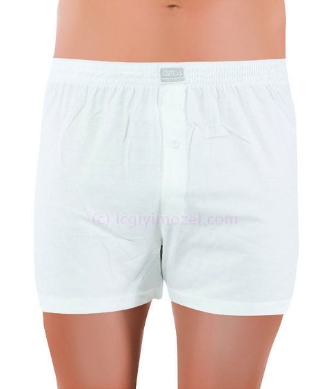 Esnek Bel Lastiği Pamuklu Boxer Öztaş 1129 - Beyaz