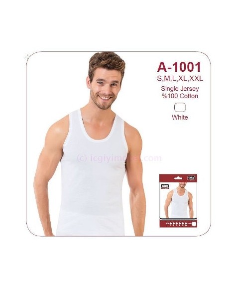 Pamuklu Ribana Kesim Erkek Atlet Öztaş 1001 - Beyaz