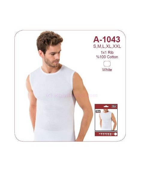 Ribana Kolsuz Sıfır Yaka Atlet Öztaş 1043 - Beyaz