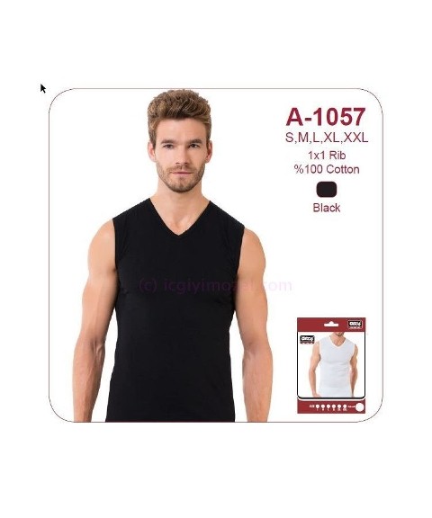 Ribana Kolsuz V Yaka Erkek Atlet Öztaş 1057 - Siyah