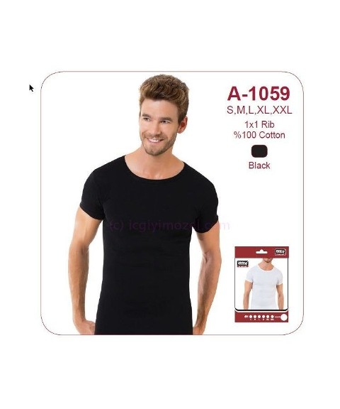 Ribana Sıfır Yaka Pamuklu Erkek Atlet Öztaş 1059 - 2