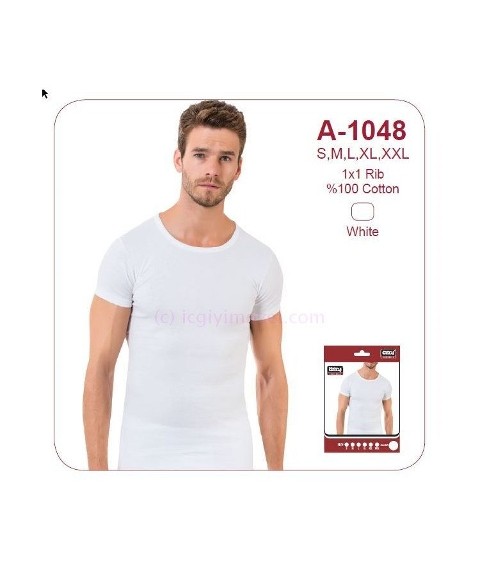 Pamuklu Ribana Sıfır Yaka Atlet Öztaş 1048 - Beyaz