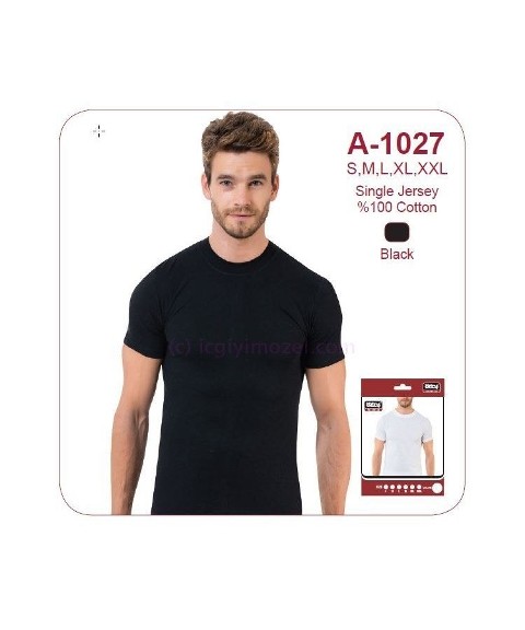 Pamuklu Sıfır Yaka Atlet Öztaş 1027 - Siyah