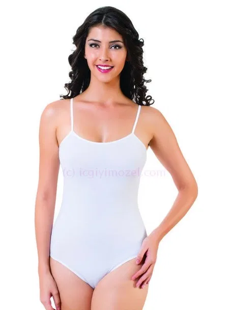 İp Askılı Çıtçıt Detaylı Body Öztaş 2621 - Beyaz