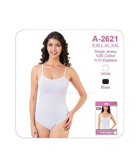 İp Askılı Çıtçıt Detaylı Body Öztaş 2621 - Beyaz