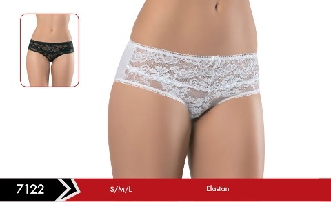 Pamuklu Dantelli Slip Külot Siyah Erdem 7122 - Beyaz