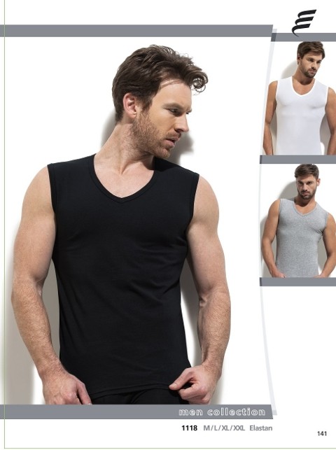 Erdem Pamuk Elastan Kolsuz V Yaka Atlet Erdem 1118 - Görsel 5