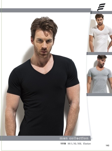 Erdem Pamuk Elastan V Yaka Erkek Atlet Erdem 1119 - Görsel 5