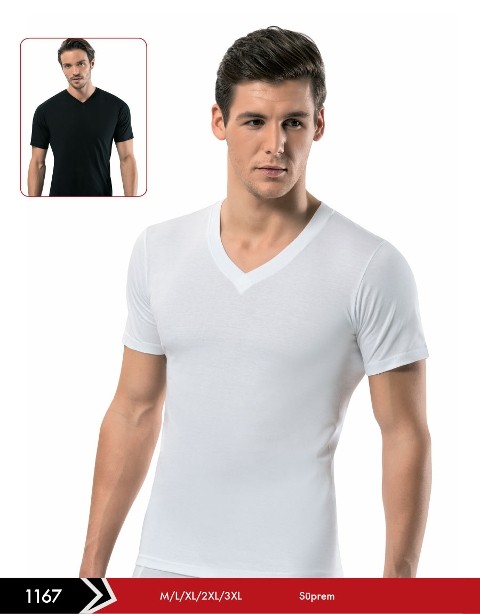 Pamuklu V Yaka Erkek Atlet 3'lü Paket Erdem 1167 - Beyaz