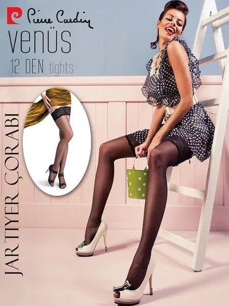 DoReMi Dantelli Silikonlu Jartiyer Çorap Venüs - Siyah