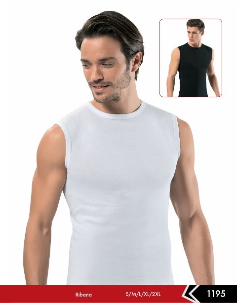 Rıbana Kolsuz Pamuklu Erkek Atlet Erdem 1195 - Beyaz