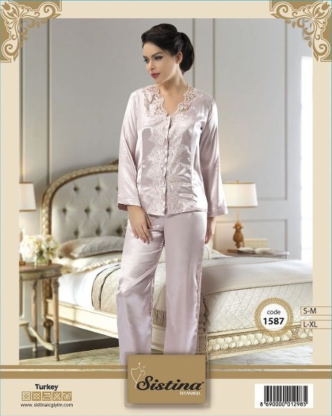 Saten Kumaşlı Şık Pijama Takımı Sistina 1587 - 2