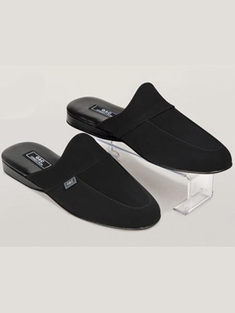 Nubuk Dış Yüzeyli Aynalı Erkek Terlik Somon G & C Collection 355 - Siyah