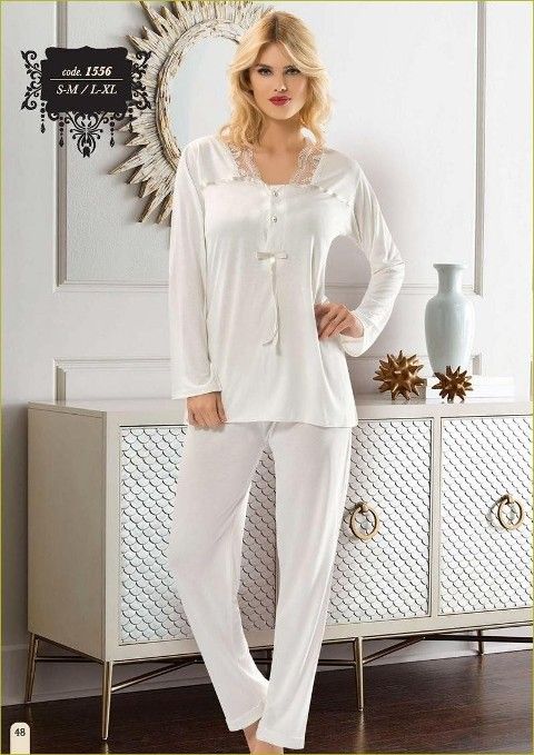 Koton Likra Esnek Kadın Pijama Takımı Sistina 1556 - Ekru