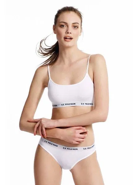 Pamuklu Modal Büstiyer Slip Takım Us. POLO Assn. 65004 - Beyaz
