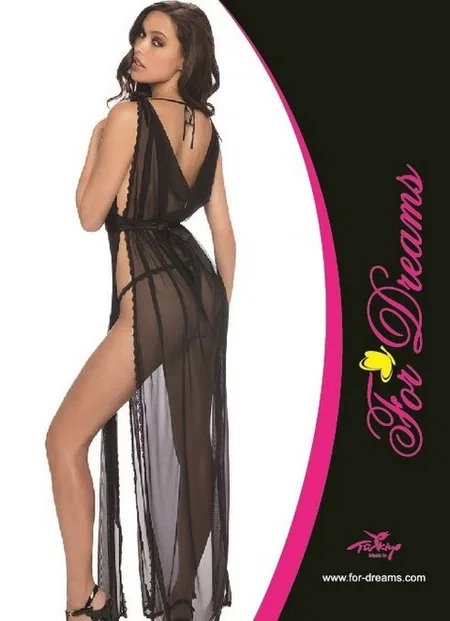 Şeffaf Uzun Tül Sabahlık Polyester Elastan For Dreams 8106 - Görsel