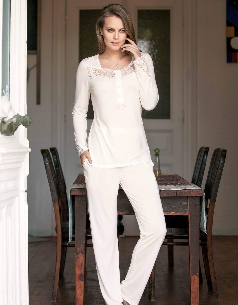 Yeni İnci Viskon Üst-Alt Set Kadın Pijama Takımı Yeni İnci 119 - Görsel 5