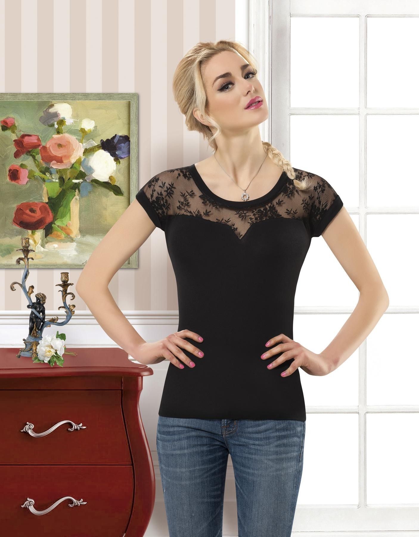 Anıt Dantelli Pamuklu Kadın Atlet Anıt 2964 - Görsel 2