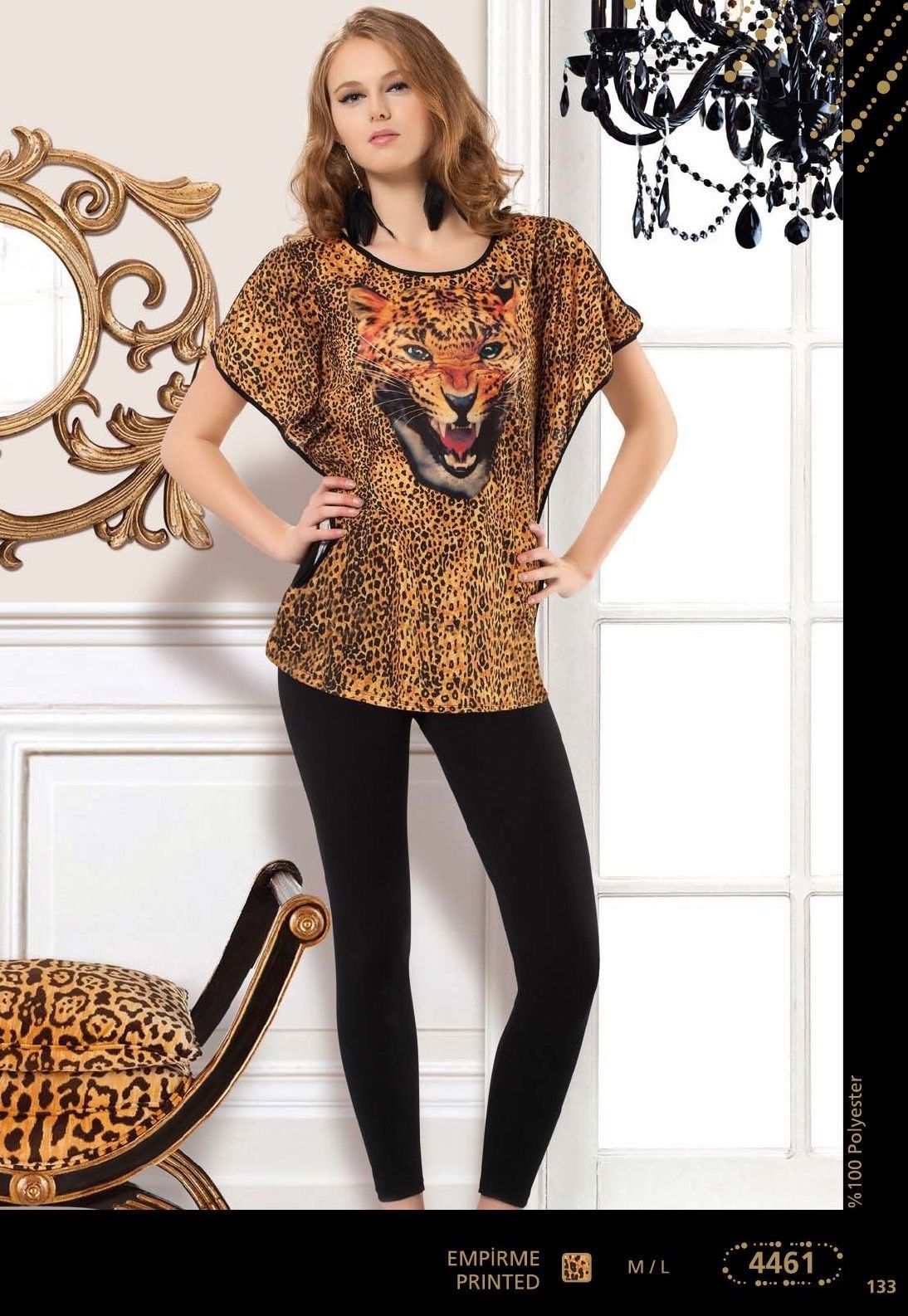 Anıt Yüksek Bel Esnek Leopar Baskılı Tayt Anıt 4461 - Görsel 3