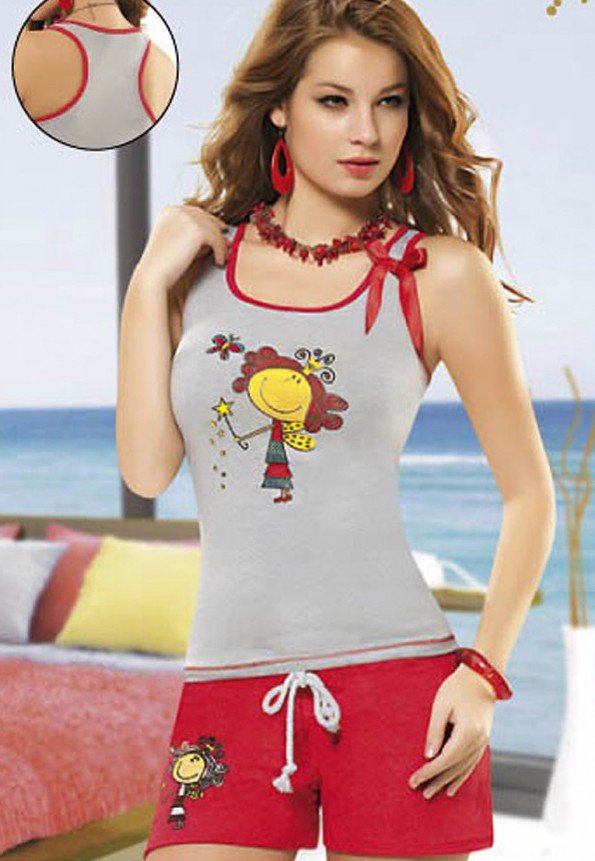 Anıt Baskılı Kadın Gecelik Takım Anıt 4282