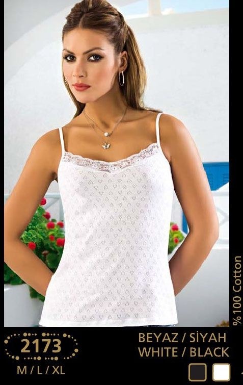 Pamuklu Dantel Detaylı Kadın Atlet Anıt 2173 - Beyaz