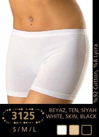 Pamuklu Uzun Paça Bayan Boxer Anıt 3125 - Beyaz