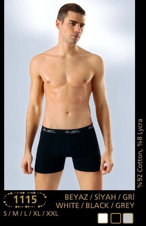 Pamuklu Esnek Bel Licralı Erkek Boxer Anıt 1115 - Siyah