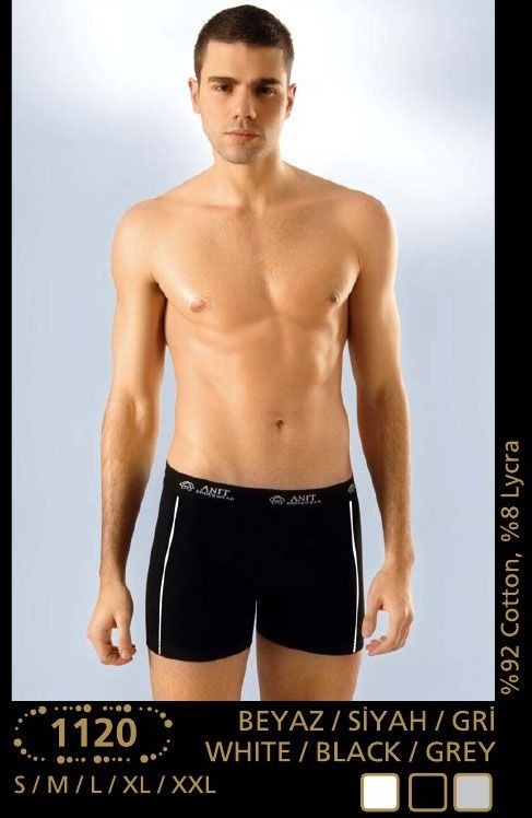 Pamuklu Elastan Esnek Bel Boxer Anıt 1120 - Siyah