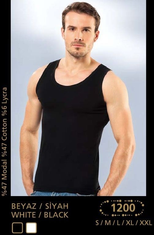 Modal Pamuklu Askılı Erkek Atlet Anıt 1200 - Siyah