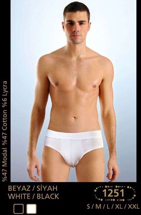 Modal Pamuklu Dıştan Lastikli Erkek Slip Anıt 1251 - Beyaz